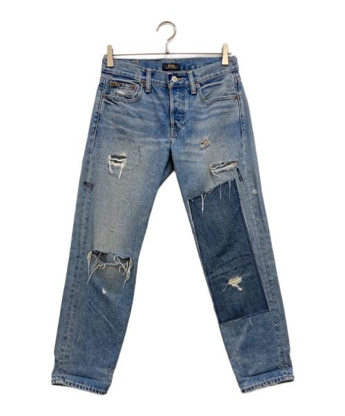 POLO RALPH LAUREN（ポロ・ラルフローレン）POLO RALPH LAUREN (ポロ・ラルフローレン) リペア加工デニムパンツ インディゴ サイズ:25の古着・服飾アイテム