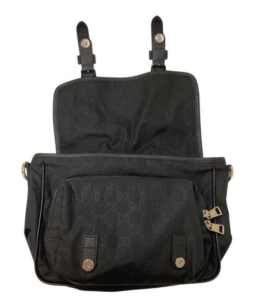 GUCCI（グッチ）GUCCI (グッチ) GG柄 グッチシマ レザーパイピング ショルダーバッグ ブラックの古着・服飾アイテム