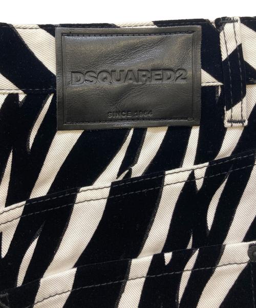 DSQUARED2（ディースクエアード）DSQUARED2 (ディースクエアード) ゼブラ柄デニムパンツ ホワイト×ブラック サイズ:48の古着・服飾アイテム
