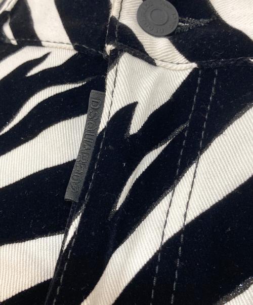 DSQUARED2（ディースクエアード）DSQUARED2 (ディースクエアード) ゼブラ柄デニムパンツ ホワイト×ブラック サイズ:48の古着・服飾アイテム