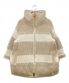 HERNOヘルノ）の古着「FLUFFY LINE CAPE ジャケット」｜アイボリー
