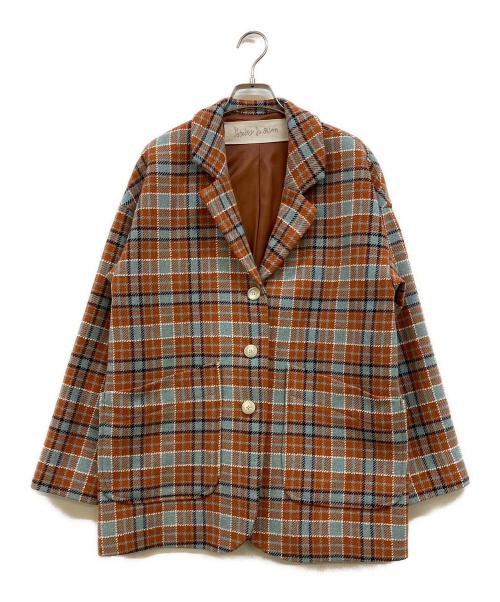 l'atelier du savon（アトリエドゥサボン）l'atelier du savon (アトリエドゥサボン) チェックウール テーラードジャケット ブラウン サイズ:Freeの古着・服飾アイテム