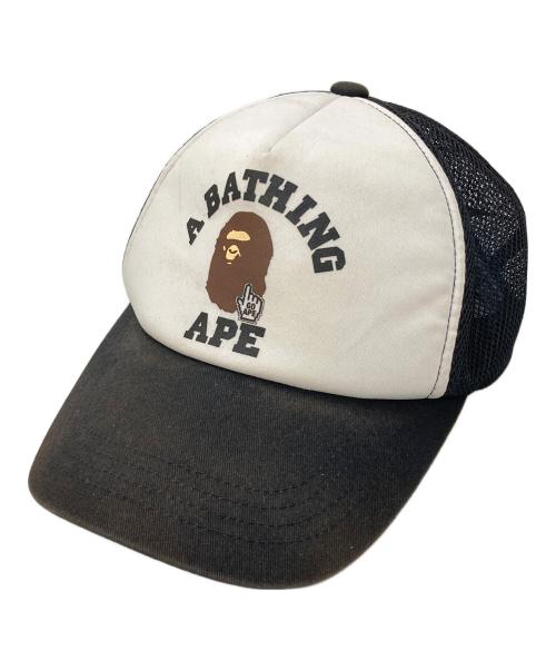 A BATHING APE（アベイシングエイプ）A BATHING APE (ア ベイシング エイプ) COLLEGE MESH CAP ブラック×ホワイト サイズ:Ｆの古着・服飾アイテム