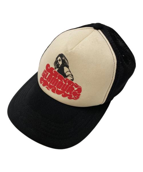 Hysteric Glamour（ヒステリックグラマー）Hysteric Glamour (ヒステリックグラマー) ビクセンガール プリント メッシュ キャップ ホワイト×ブラック サイズ:FREEの古着・服飾アイテム