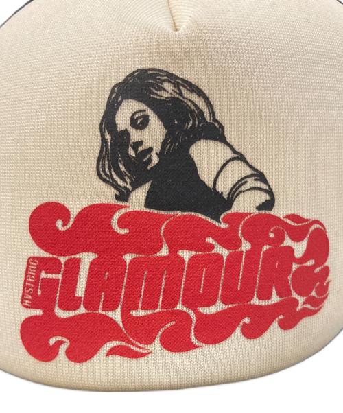 Hysteric Glamour（ヒステリックグラマー）Hysteric Glamour (ヒステリックグラマー) ビクセンガール プリント メッシュ キャップ ホワイト×ブラック サイズ:FREEの古着・服飾アイテム
