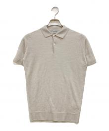 JOHN SMEDLEY（ジョンスメドレー）の古着「半袖ウールニットポロシャツ」｜ベージュ