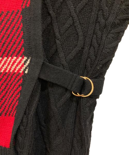 BLUE LABEL CRESTBRIDGE（ブルーレーベルクレストブリッジ）BLUE LABEL CRESTBRIDGE (ブルーレーベルクレストブリッジ) ドッキングニット ブラック×レッド サイズ:38の古着・服飾アイテム