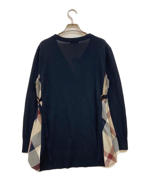 BLUE LABEL CRESTBRIDGE（ブルーレーベルクレストブリッジ）BLUE LABEL CRESTBRIDGE (ブルーレーベルクレストブリッジ) チェック切替カーディガン ネイビー サイズ:38 未使用品の古着・服飾アイテム