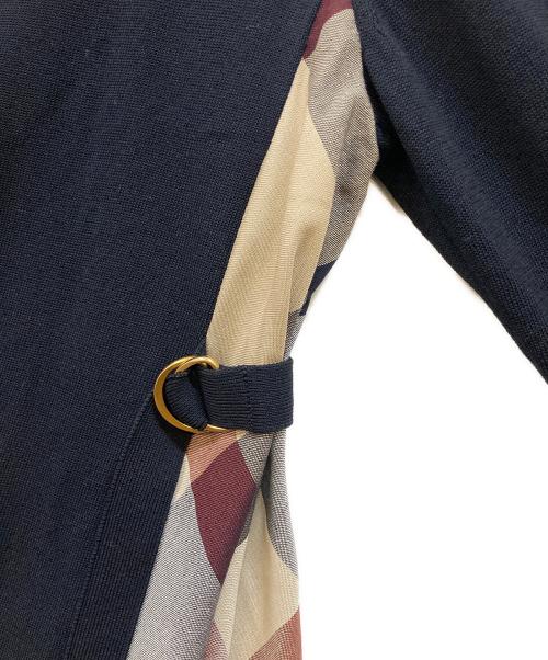 BLUE LABEL CRESTBRIDGE（ブルーレーベルクレストブリッジ）BLUE LABEL CRESTBRIDGE (ブルーレーベルクレストブリッジ) チェック切替カーディガン ネイビー サイズ:38 未使用品の古着・服飾アイテム