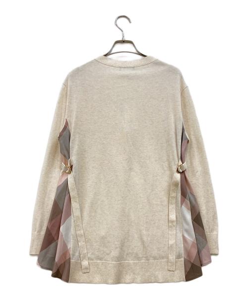 BLUE LABEL CRESTBRIDGE（ブルーレーベルクレストブリッジ）BLUE LABEL CRESTBRIDGE (ブルーレーベルクレストブリッジ) チェック切替カーディガン ベージュ サイズ:38 未使用品の古着・服飾アイテム