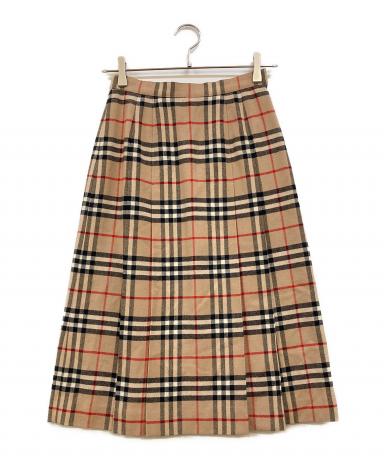 【希少】90s BURBERRYS チェック ウールスカート ベージュ BURBERRY - バーバリーズ 90s オールド チェック柄 ミモレ丈 プリーツ