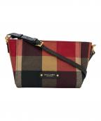 BLUE LABEL CRESTBRIDGEブルーレーベルクレストブリッジ）の古着「チェックショルダーバッグ」｜ブラック×レッド