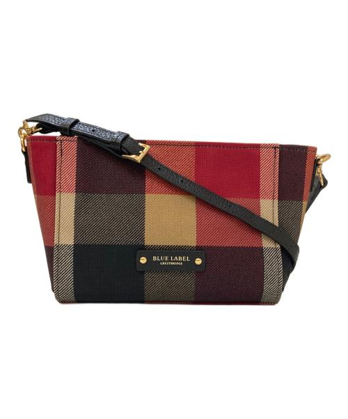 BLUE LABEL CRESTBRIDGE（ブルーレーベルクレストブリッジ）BLUE LABEL CRESTBRIDGE (ブルーレーベルクレストブリッジ) チェックショルダーバッグ ブラック×レッドの古着・服飾アイテム