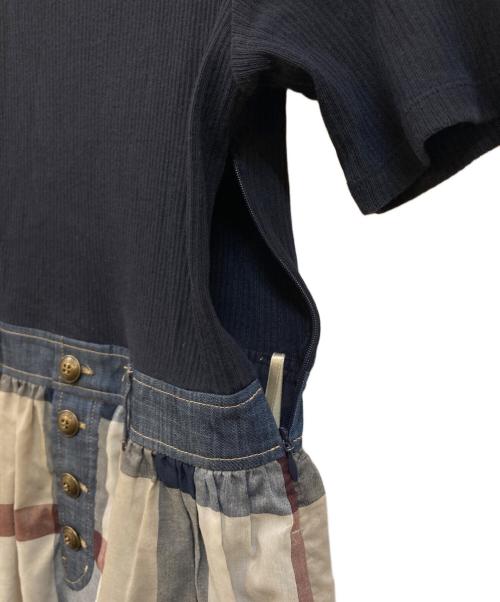 BLUE LABEL CRESTBRIDGE（ブルーレーベルクレストブリッジ）BLUE LABEL CRESTBRIDGE (ブルーレーベルクレストブリッジ) ストレッチテレココンビワンピース ネイビー サイズ:38の古着・服飾アイテム