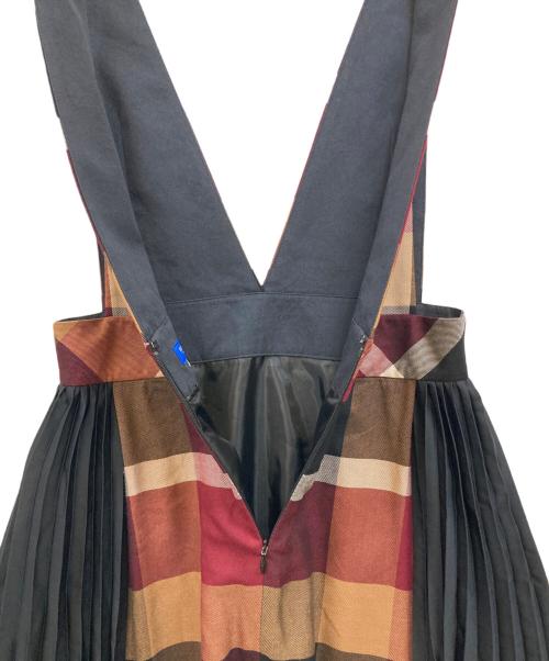 BLUE LABEL CRESTBRIDGE（ブルーレーベルクレストブリッジ）BLUE LABEL CRESTBRIDGE (ブルーレーベルクレストブリッジ) チェック柄ジャンパースカート レッド×ブラック サイズ:36の古着・服飾アイテム