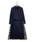 BLUE LABEL CRESTBRIDGE（ブルーレーベルクレストブリッジ）の古着「サイドチェック切替タックシャツワンピース」｜ネイビー
