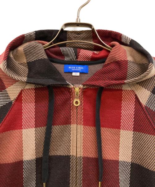 BLUE LABEL CRESTBRIDGE（ブルーレーベルクレストブリッジ）BLUE LABEL CRESTBRIDGE (ブルーレーベルクレストブリッジ) チェックパーカー レッド サイズ:38の古着・服飾アイテム