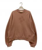 POPPYポピー）の古着「フラワーエンブロスウェット」｜ブラウン