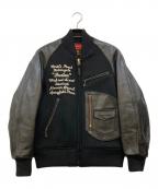 INDIAN MOTORCYCLEインディアンモーターサイクル）の古着「レザー×メルトン スタジャン」｜ブラック