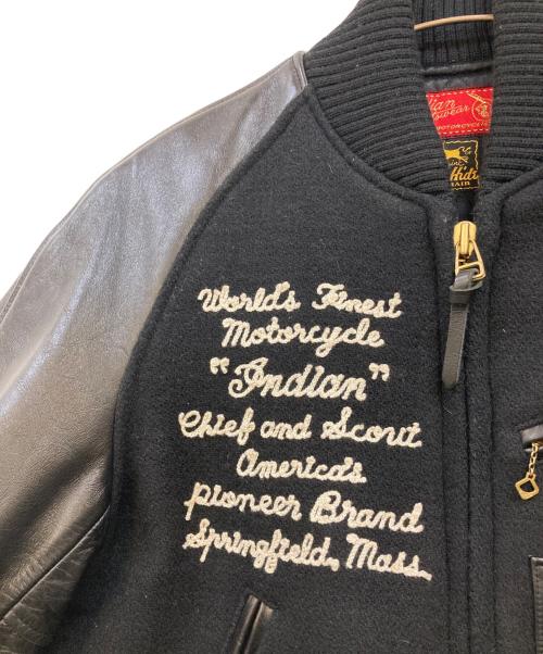 INDIAN MOTORCYCLE（インディアンモーターサイクル）INDIAN MOTORCYCLE (インディアンモーターサイクル) レザー×メルトン スタジャン ブラック サイズ:Mの古着・服飾アイテム
