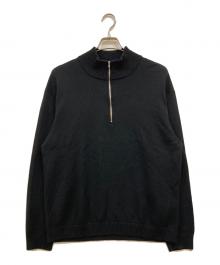 ATON（エイトン）の古着「WOOL WASHI HALF ZIP SWEATER」｜ブラック
