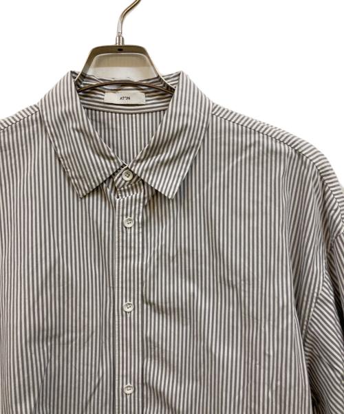 ATON（エイトン）ATON (エイトン) ストライプオーバサイズシャツ グレー サイズ:02の古着・服飾アイテム