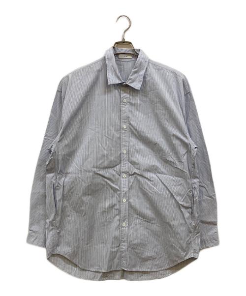 ATON（エイトン）ATON (エイトン) B/シュリンクボードオーバーサイズストライプシャツ ブルー サイズ:02の古着・服飾アイテム