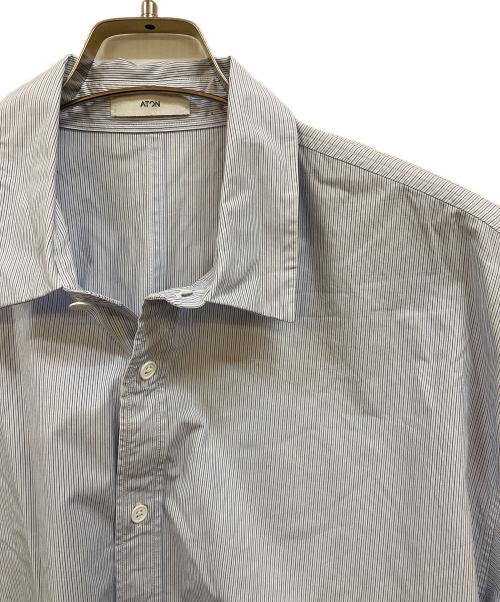 ATON（エイトン）ATON (エイトン) B/シュリンクボードオーバーサイズストライプシャツ ブルー サイズ:02の古着・服飾アイテム
