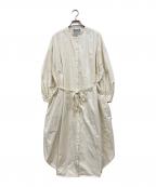 R&D.M.Co-OLDMAN'S TAILORオールドマンズテイラー）の古着「ポリナイロンバンドカラーシャツワンピース」｜ホワイト