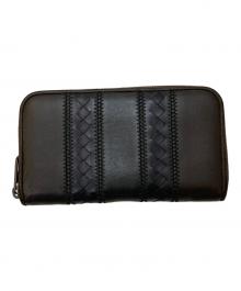 BOTTEGA VENETA（ボッテガベネタ）の古着「イントレチャー ジップラウンドウォレット」｜ネイビー×ブラウン