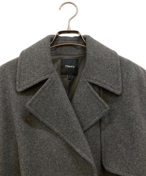 theory（セオリー）theory (セオリー) LAMB MELTON 2 WRAP TRENCH コート グレー サイズ:Sの古着・服飾アイテム