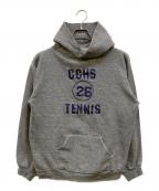 RUSSELL ATHLETICラッセルアスレチック）の古着「3段プリントプルオーバーパーカー」｜グレー