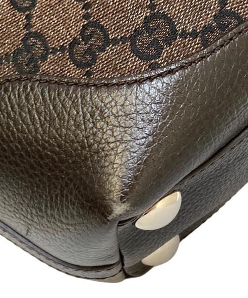 GUCCI（グッチ）GUCCI (グッチ) GGキャンバス レザーコンビトートバッグ ブラウンの古着・服飾アイテム