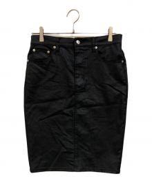 ok.soon×PICCADILLY（オクスン×ピカデリー）の古着「コーティングデニムミドルスカート」｜ブラック