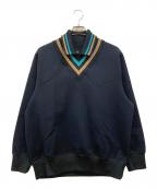 KOLORカラー）の古着「襟付ダンボールスウェット」｜ネイビー