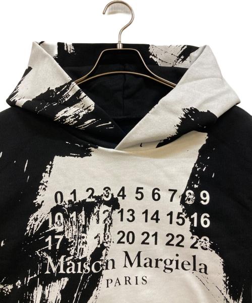 Maison Margiela（メゾンマルジェラ）Maison Margiela (メゾンマルジェラ) DIAGONAL PAINT EFFECT HOODIE ブラック サイズ:46の古着・服飾アイテム