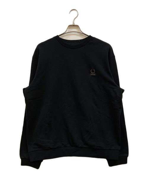 RAF SIMONS（ラフシモンズ）RAF SIMONS (ラフシモンズ) FRED PERRY (フレッドペリー) 23AWCrew Sweatワンポイントピン スウェット ブラック サイズ:Lの古着・服飾アイテム