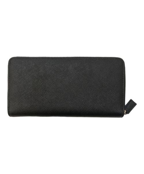 PRADA（プラダ）PRADA (プラダ) エンボスロゴ サフィアーノラウンドファスナーウォレット ブラックの古着・服飾アイテム