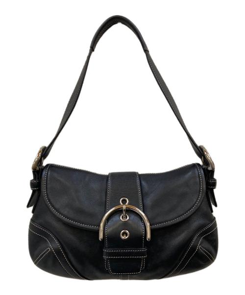 COACH（コーチ）COACH (コーチ) 裏地シグネチャー ソーホー レザーワンショルダーバッグ ブラックの古着・服飾アイテム