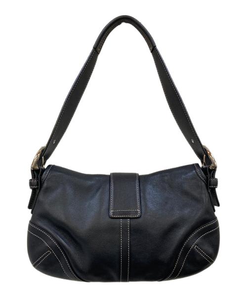 COACH（コーチ）COACH (コーチ) 裏地シグネチャー ソーホー レザーワンショルダーバッグ ブラックの古着・服飾アイテム