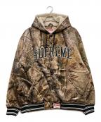 SUPREME×MITCHELL & NESSシュプリーム×ミッチェルアンドネス）の古着「Satin Varsity Jacket」｜ブラウン×グリーン