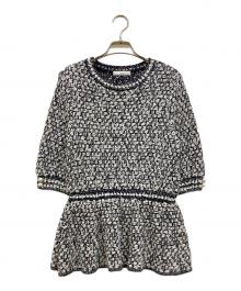 Rene（ルネ）の古着「パール付 ツイードチュニックニット」｜ネイビー