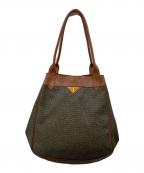 Yves Saint Laurentイヴサンローラン）の古着「三角ロゴプレート トートバッグ」｜ブラウン