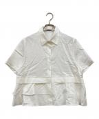 CABANキャバン）の古着「タイプライターダブルクロス アシンメトリックフリルシャツ」｜ホワイト