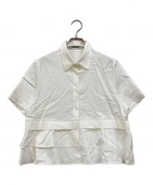 CABAN（キャバン）の古着「タイプライターダブルクロス アシンメトリックフリルシャツ」｜ホワイト