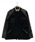 ANOTHER HEAVENアナザーヘブン）の古着「レザー切替メルトンスタジャン」｜ブラック