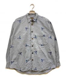 ARMANI JEANS（アルマーニジーンズ）の古着「90's イーグルロゴ 総柄シャツ」｜スカイブルー