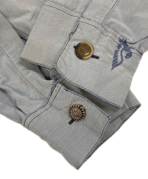 ARMANI JEANS（アルマーニジーンズ）ARMANI JEANS (アルマーニジーンズ) 90's イーグルロゴ 総柄シャツ スカイブルー サイズ:Ｍの古着・服飾アイテム