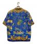 HERMES (エルメス) バロック 総柄 半袖シルクオープンカラーシャツ ブルー サイズ:38：30000円