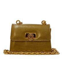 Salvatore Ferragamo（サルヴァトーレ フェラガモ）の古着「ガンチーニ ミニチェーンゴールドバッグ」｜ゴールド